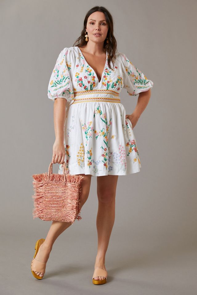 Deep-V Floral Mini Dress #5