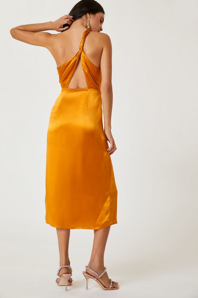anthropologie one-shoulder silk midi dress One-Shoulder Silk Midi Dress