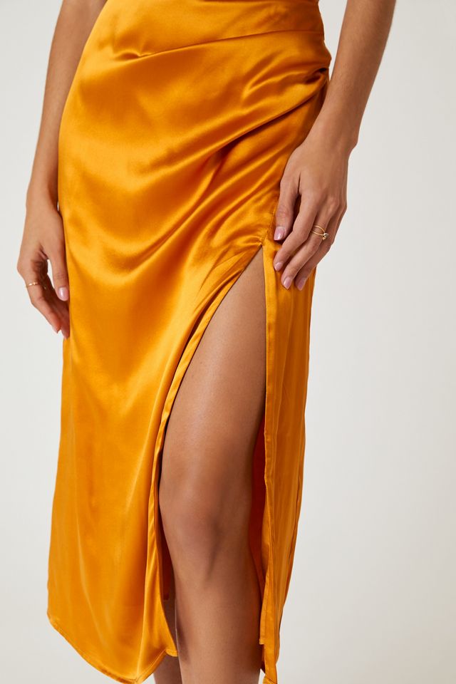 One-Shoulder Silk Midi Dress #4