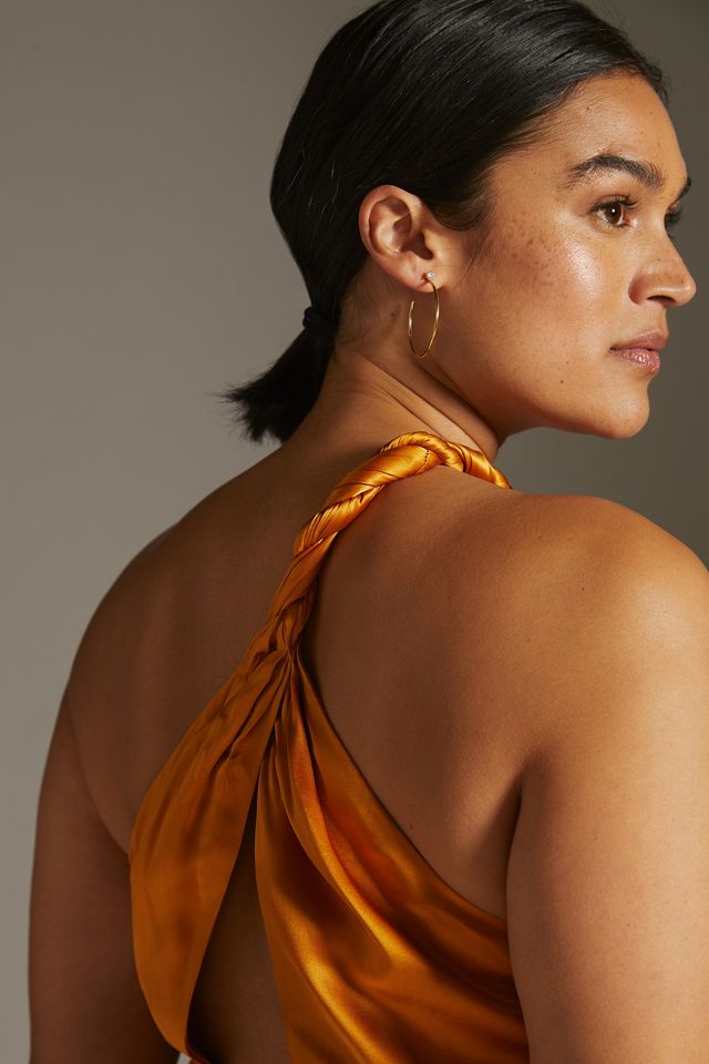 anthropologie one shoulder silk midi dress New Anthropologie One-Shoulder Silk Midi Dress Size 12 MSRP: $260