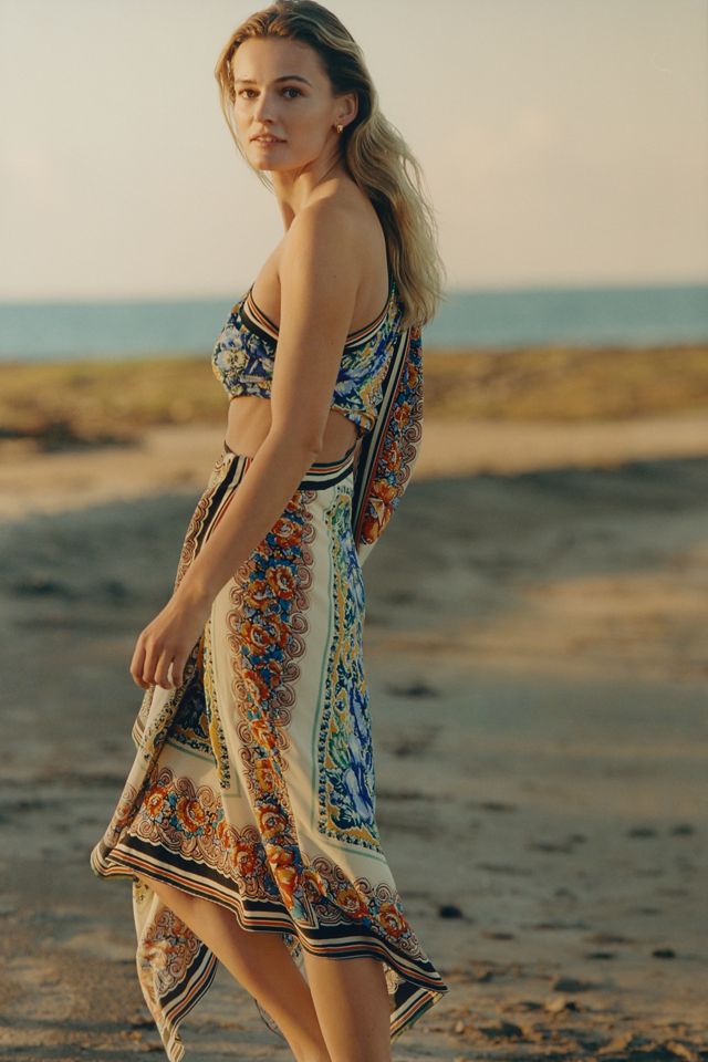 One-Shoulder Silk Midi Dress #1