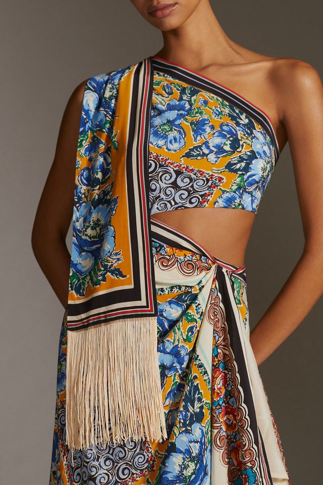 One-Shoulder Silk Midi Dress #3