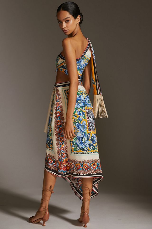 One-Shoulder Silk Midi Dress #4