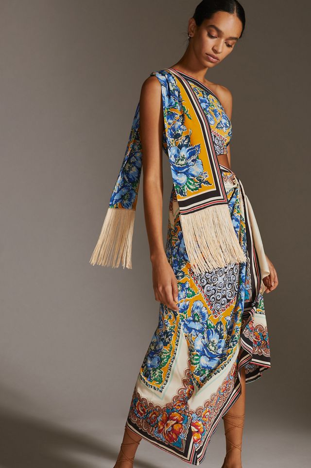 One-Shoulder Silk Midi Dress #5