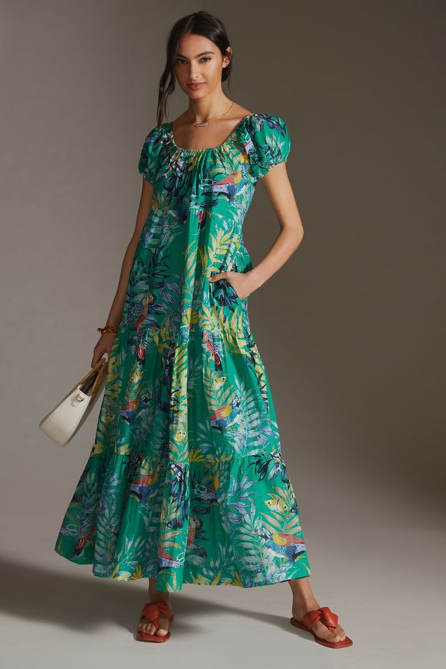 Anthropologie green best sale maxi dress