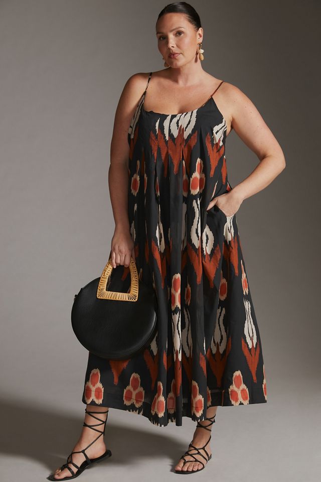 anthropologie nikki pleated maxi dress Anthropologie Nikki Pleated Maxi Sundress Multi Sz L