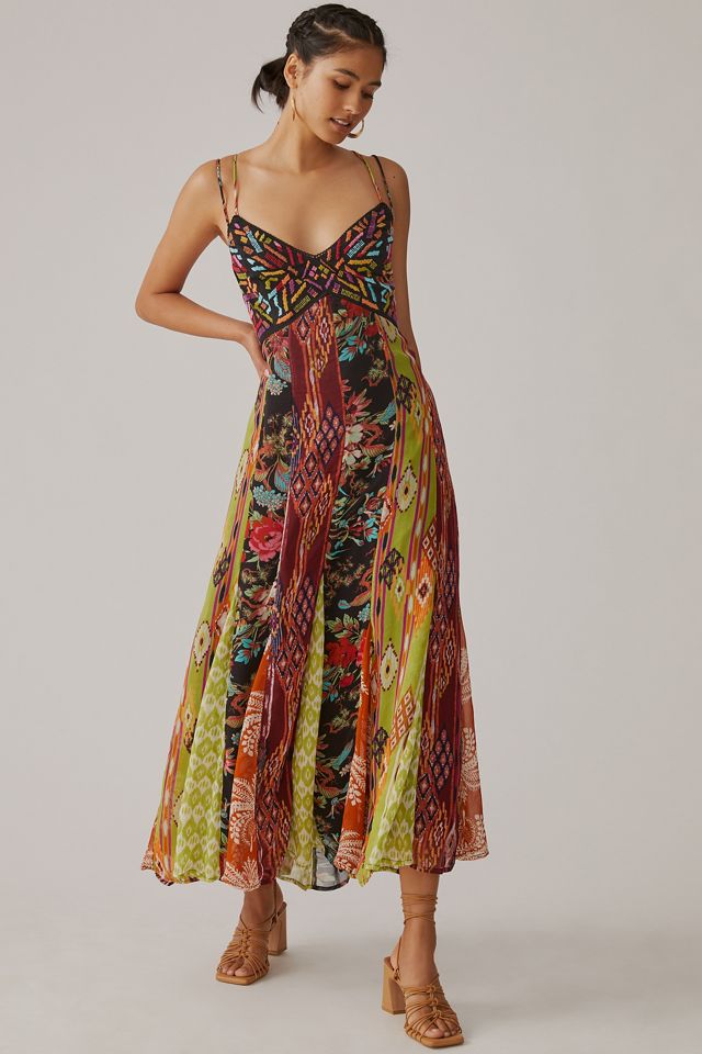 Multi Print V-Neck Maxi Dress #3