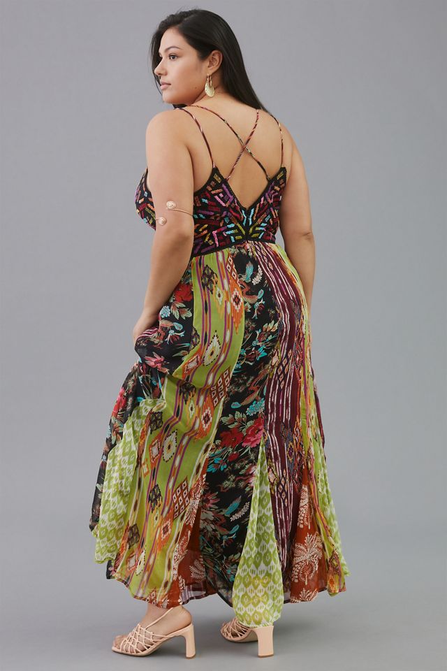 Multi Print V-Neck Maxi Dress #5