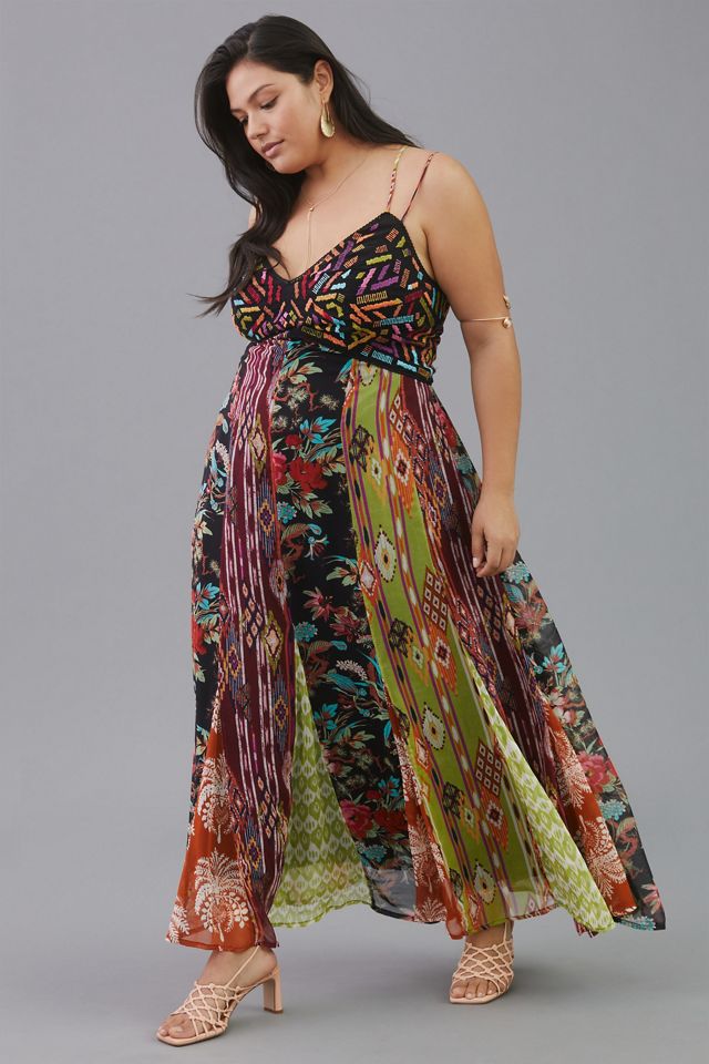 Multi Print V-Neck Maxi Dress #7