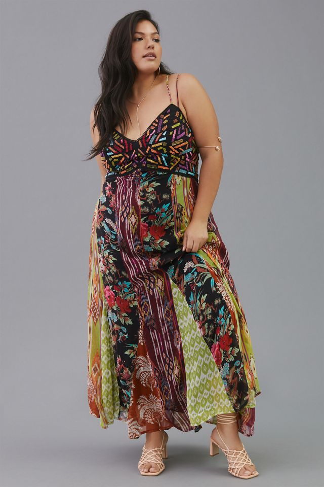 Multi Print V-Neck Maxi Dress #4