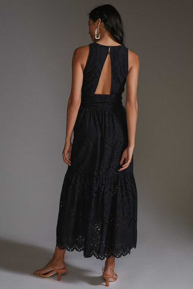 Maeve Eyelet Wrap Midi Dress #1