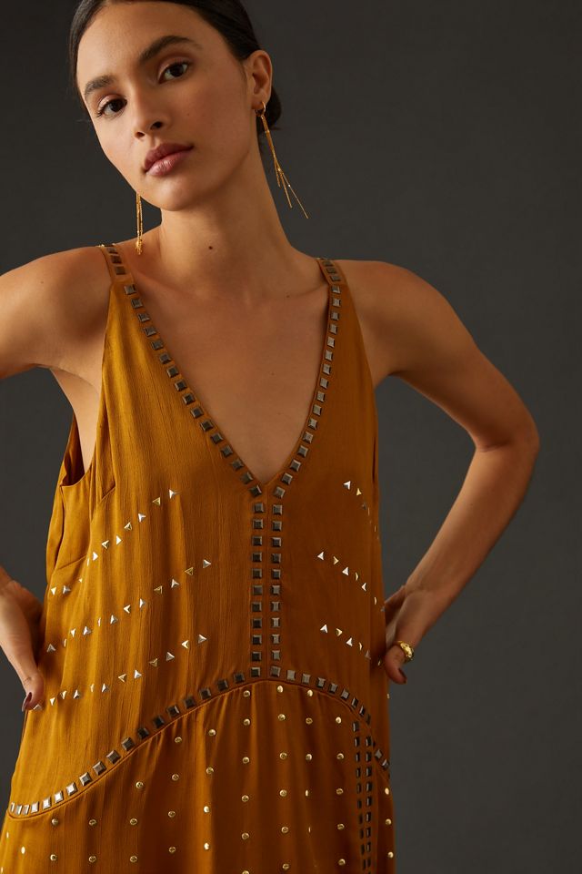 By Anthropologie Embellished Deep-V Mini Dress #3