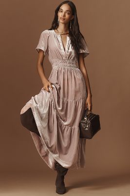 Shop The Somerset Collection By Anthropologie The Somerset Maxi Dress: Velvet Edition In Purple