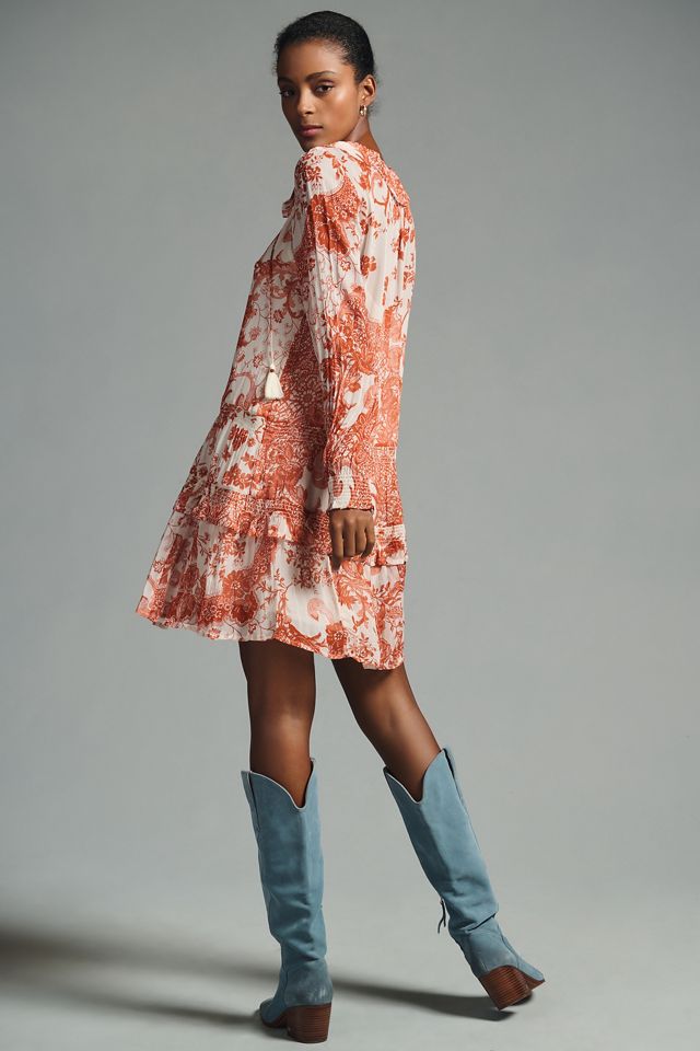 The Marais Printed Chiffon Mini Dress | Anthropologie