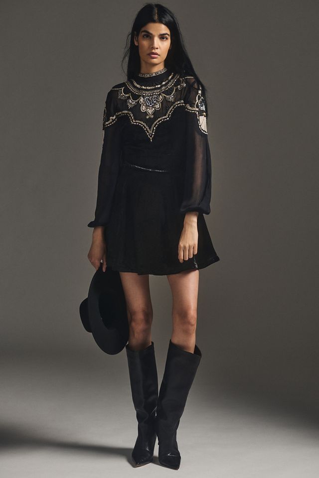 anthropologie black dress velvet black velvet heart dress – All There Boutique main image 1