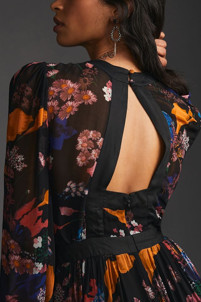 Maeve Deep-V Printed Maxi Dress #2