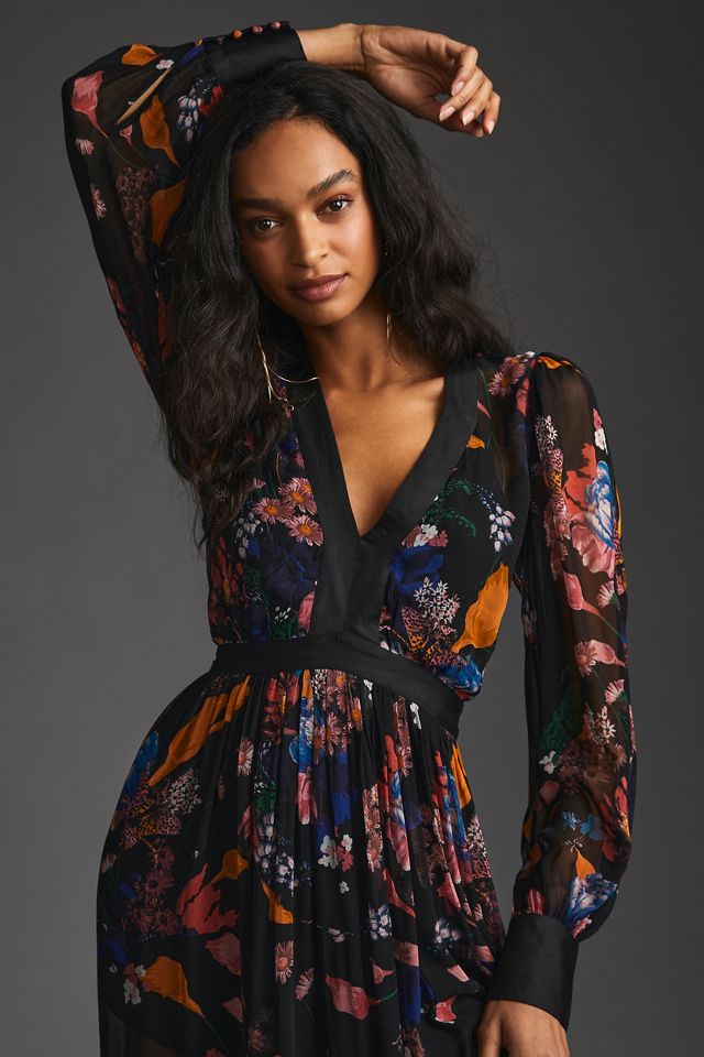 Maeve Deep-V Printed Maxi Dress #3