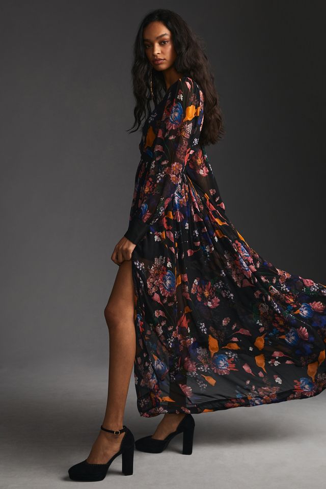 Maeve Deep-V Printed Maxi Dress #4