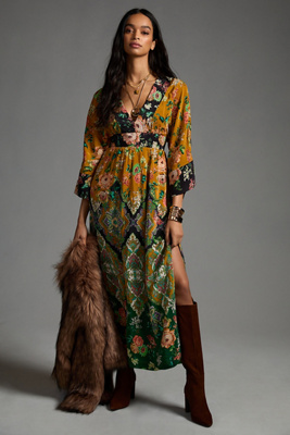 anthropologie printed v neck pleated a line dress By Anthropologie Printed V-Neck Pleated A-Line Dress
