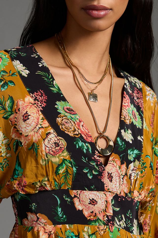 anthropologie printed v neck pleated a line dress By Anthropologie Pleated V-Neck Dress