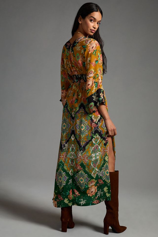 anthropologie printed v-neck pleated a-line dress New Anthropologie By Anthropologie Pleated V-Neck Dress Size 0