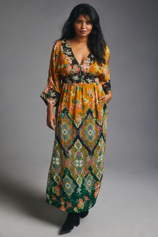 anthropologie printed v-neck pleated a-line dress Printed V-Neck Pleated A-Line Dress