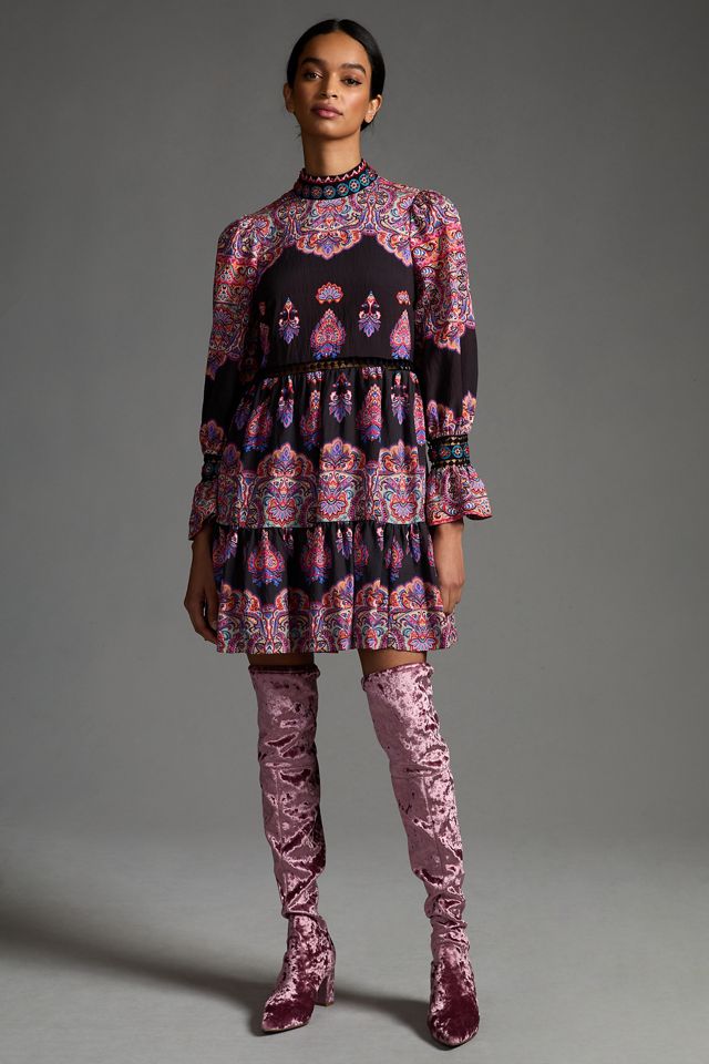 By Anthropologie Tiered Mix-Print Dress #1
