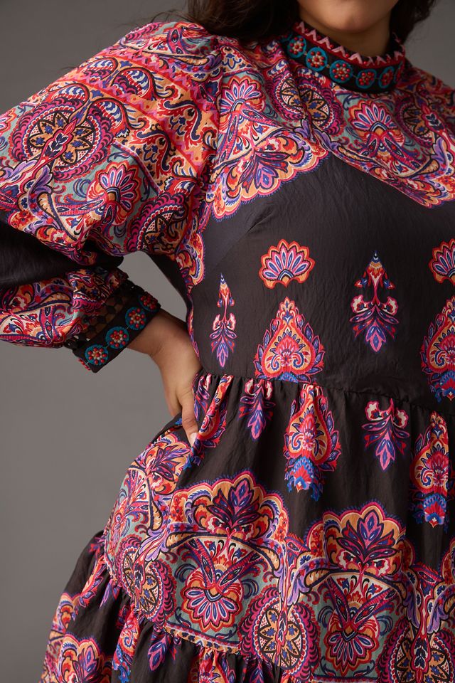 By Anthropologie Tiered Mix-Print Dress #6