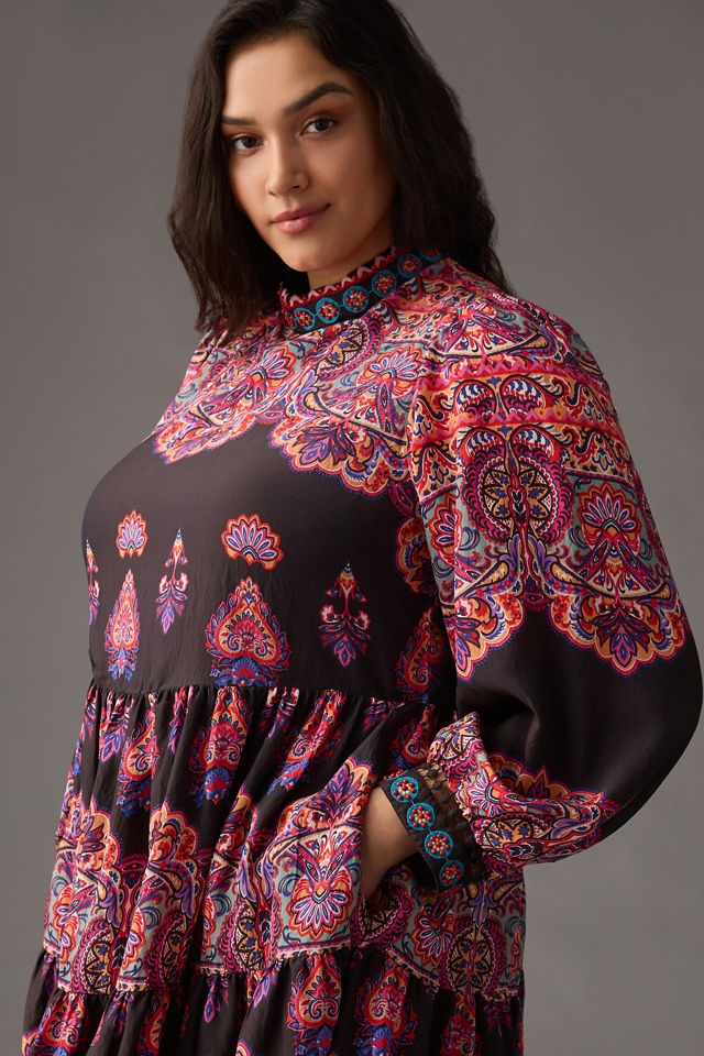 By Anthropologie Tiered Mix-Print Dress #8