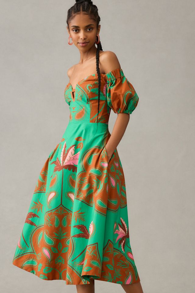Maeve Puff-Sleeve Sweetheart Dress #2