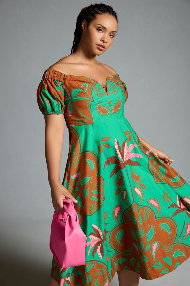 Maeve Puff-Sleeve Sweetheart Dress #3