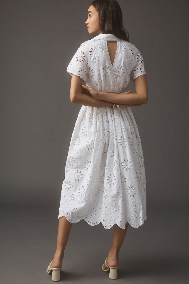 Anthropologie white outlet eyelet dress