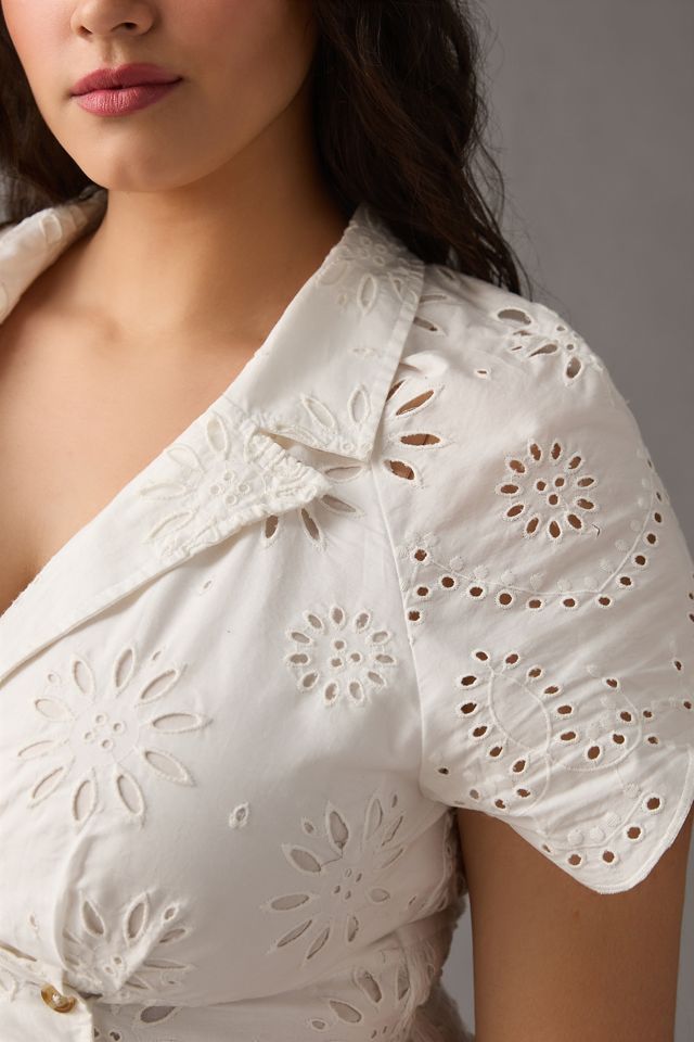 By Anthropologie Eyelet Shirt Dress #8