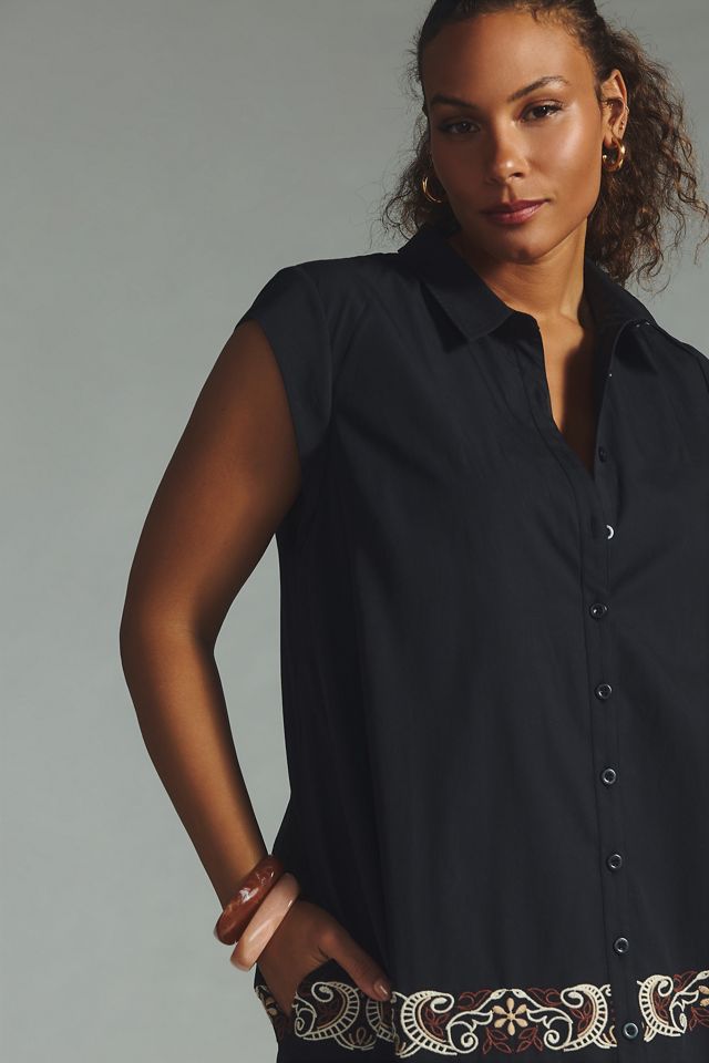 By Anthropologie Cap-Sleeve Shirt Dress #5