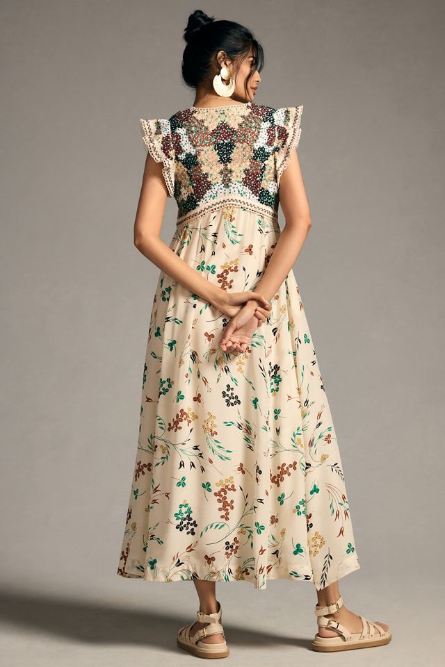 By Anthropologie Printed V-Neck Maxi Dress #1