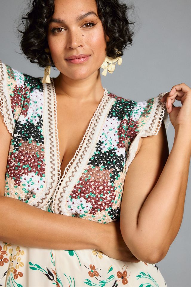 By Anthropologie Printed V-Neck Maxi Dress #6