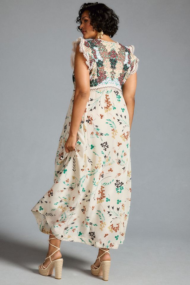 By Anthropologie Printed V-Neck Maxi Dress #7