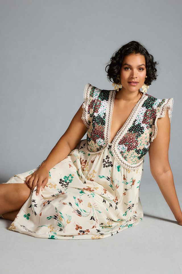 By Anthropologie Printed V-Neck Maxi Dress #4