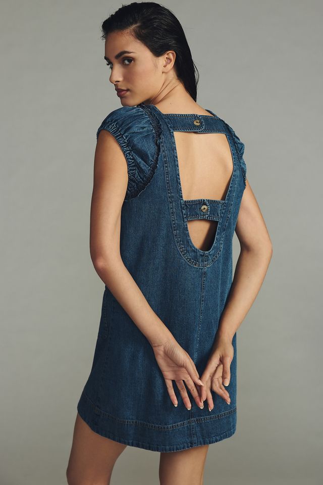 Pilcro Ruched-Sleeve Denim Dress #1