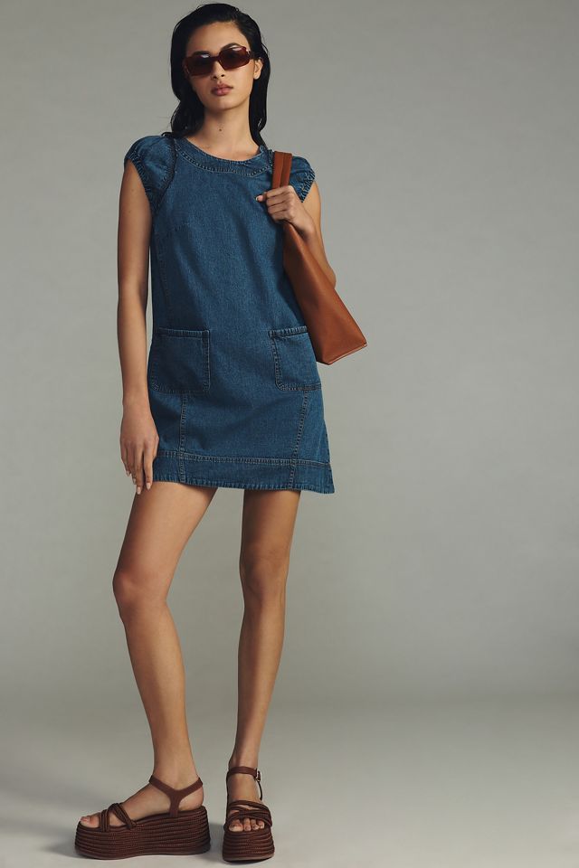 Pilcro Ruched-Sleeve Denim Dress #3