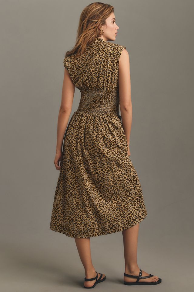 El Vestido Camisero Midi Tommie con Mangas Casquillo y Frente Fruncido con Cremallera #2