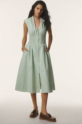 Sleeveless Asymmetric Ruffled Midi Dress