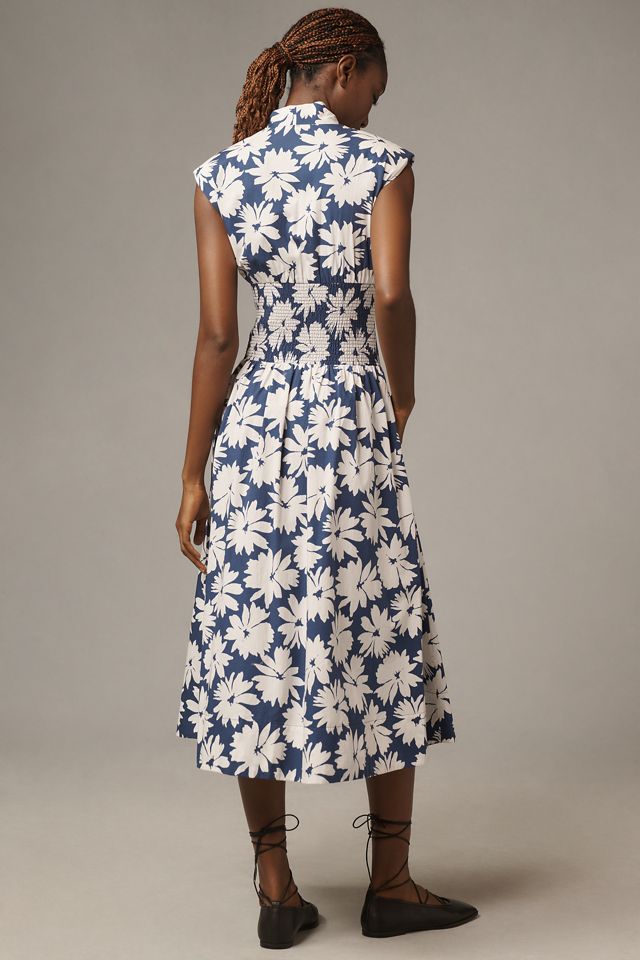 El Vestido Camisero Midi Tommie con Mangas Casquillo y Frente Fruncido con Cremallera #1