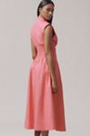 The Tommie Cap-Sleeve Smocked Front-Zip Shirt Dress