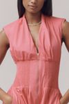 The Tommie Cap-Sleeve Smocked Front-Zip Shirt Dress