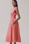 The Tommie Cap-Sleeve Smocked Front-Zip Shirt Dress