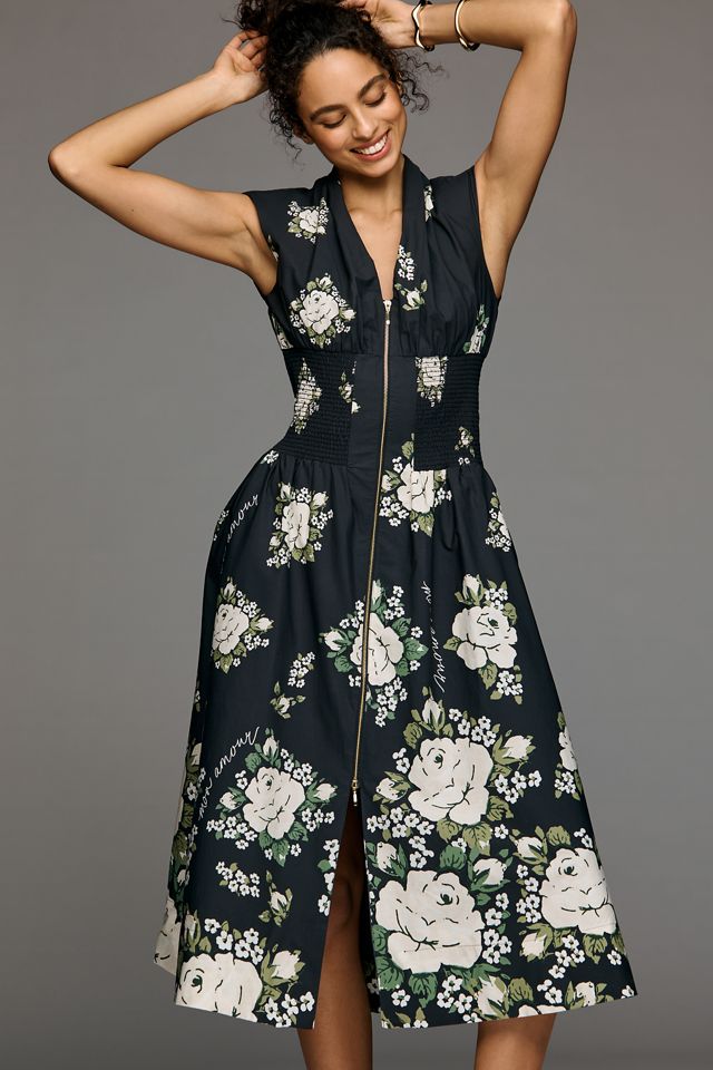 イトオテルミー The Tommie Zip-Front Midi Dress | Drop Waist Style | Anthropologie