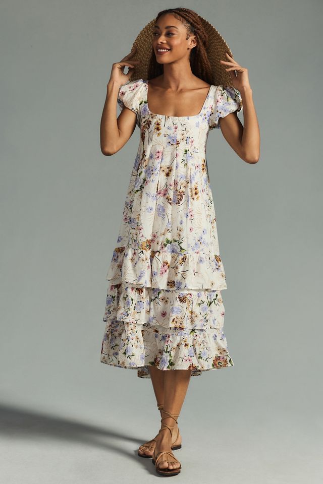 By Anthropologie Tiered Cap-Sleeve Dress #1