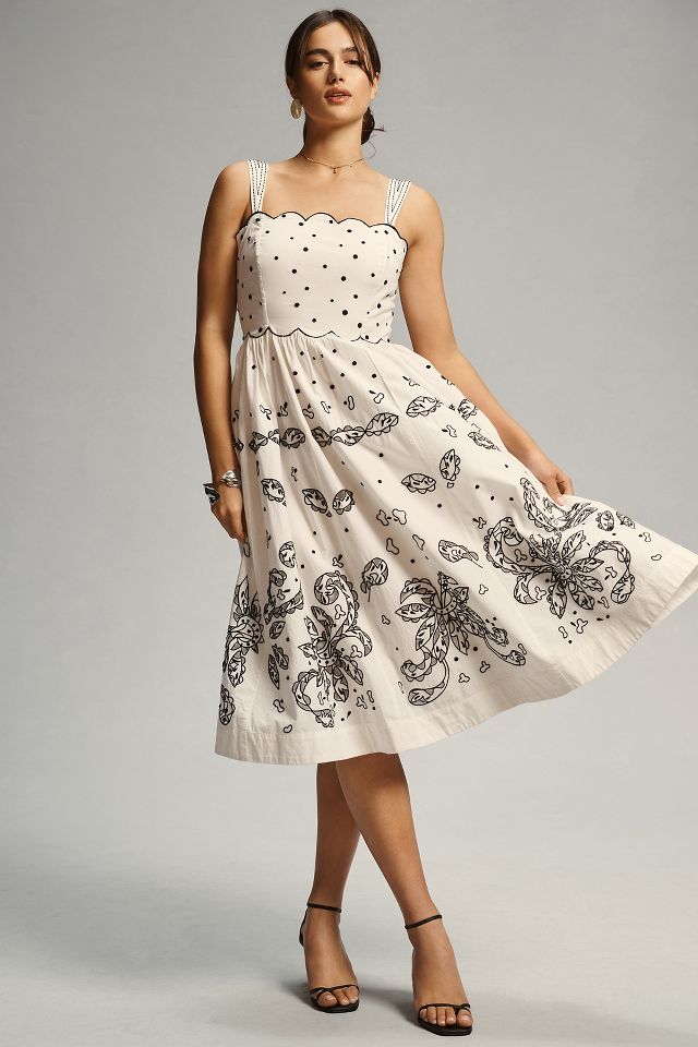 Anthropologie white embroidered dress best sale