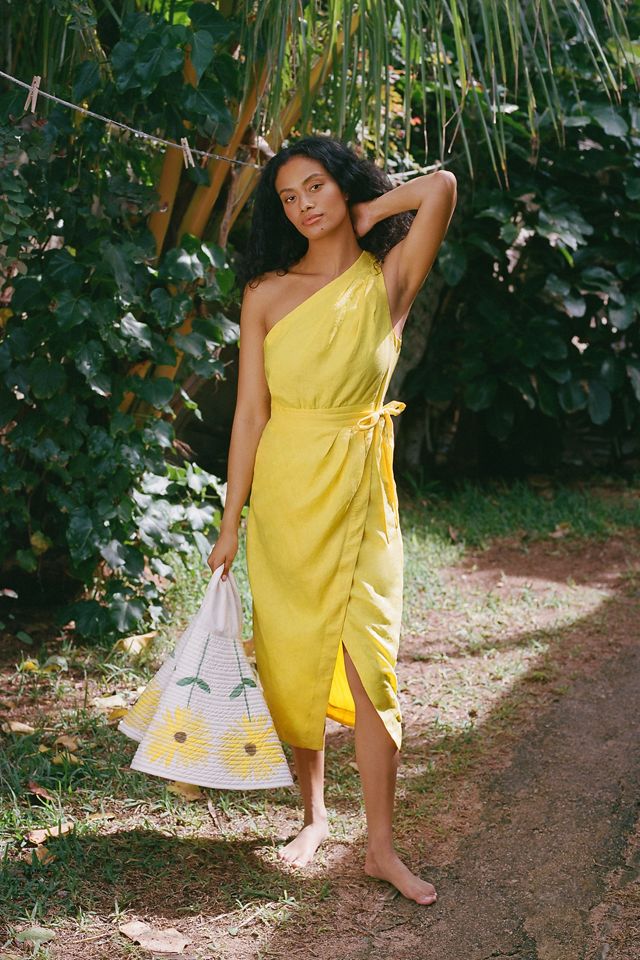 By Anthropologie One-Shoulder Linen Dress | Anthropologie